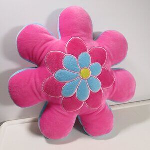 Pink and Blue flower Pillow or stuffed animal Very firm stuffing back support